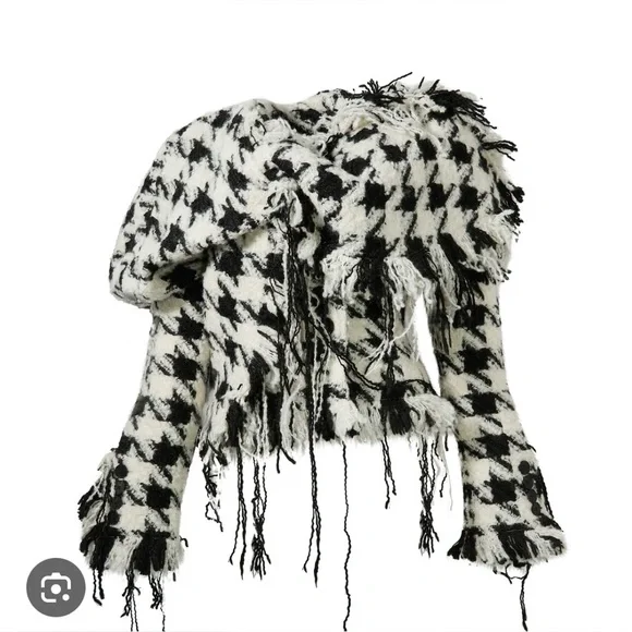 NWT Yuhan Wang Houndstooth Knotted Jacket, size S